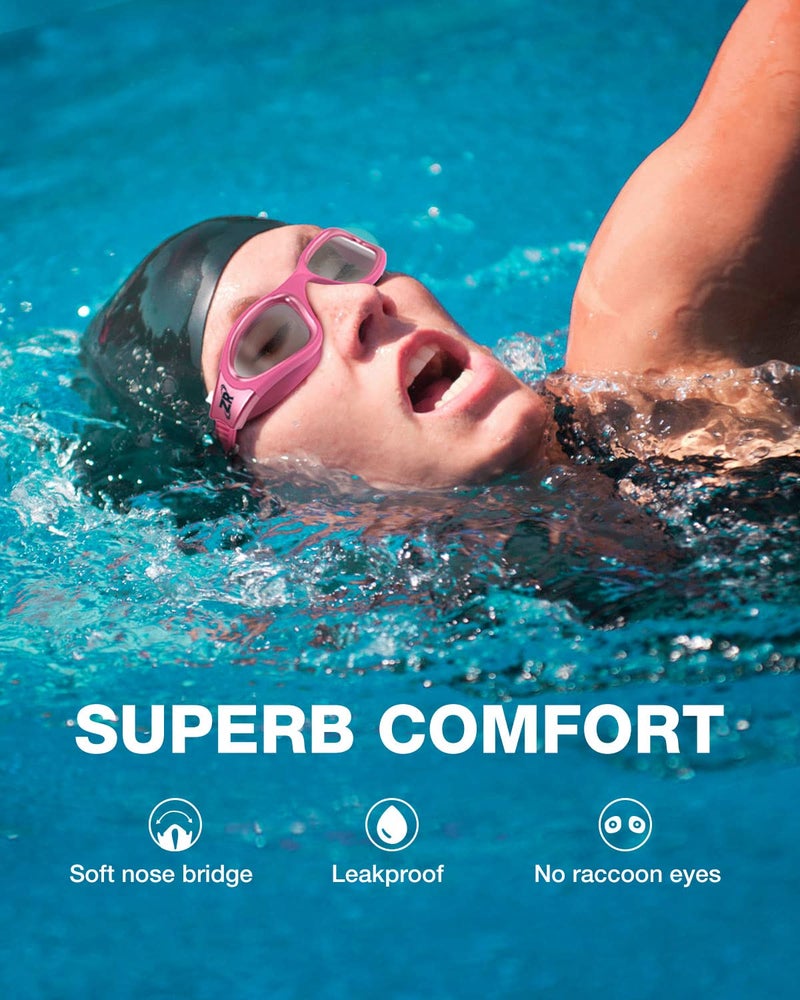 ZIONOR Swim Goggles, G1 MAX Super Anti-Fog Polarized Swimming Goggles for Men Women Adult, UV Protection Leakproof Easy Adjustable Strap for Indoor Outdoor Swimming (Polarized + Bright Smoke) - Image 4