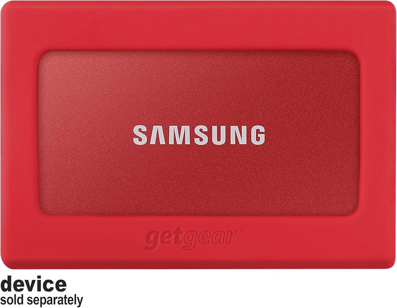 GETGEAR Silicone Bumper for Samsung T7, T7 Touch Portable SSD - 1TB, 2TB, 500GB, USB 3.2, Strong-Shock Absorbing, Slip-Resistant-Red - Image 1