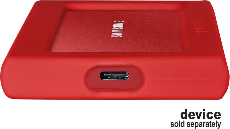 GETGEAR Silicone Bumper for Samsung T7, T7 Touch Portable SSD - 1TB, 2TB, 500GB, USB 3.2, Strong-Shock Absorbing, Slip-Resistant-Red - Image 3