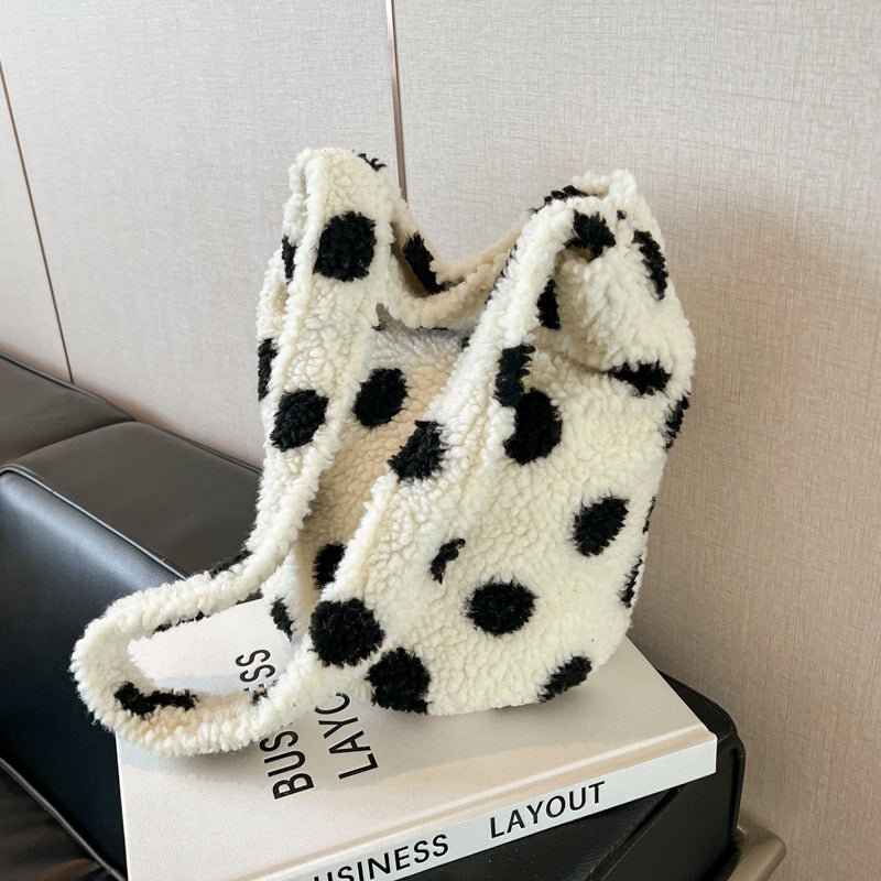 Korean Style Niche Plush Women'S Bag, Niche High-End New Large-Capacity Bag, Women'S Printed Commuter Shoulder Bucket Bag - Image 2