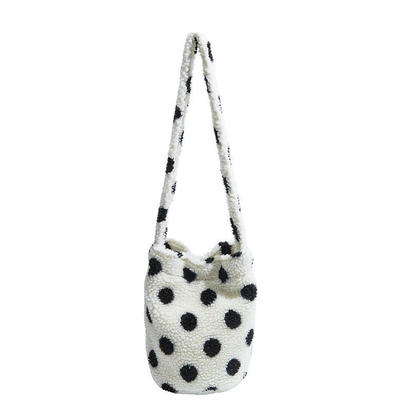 Korean Style Niche Plush Women'S Bag, Niche High-End New Large-Capacity Bag, Women'S Printed Commuter Shoulder Bucket Bag - Image 1