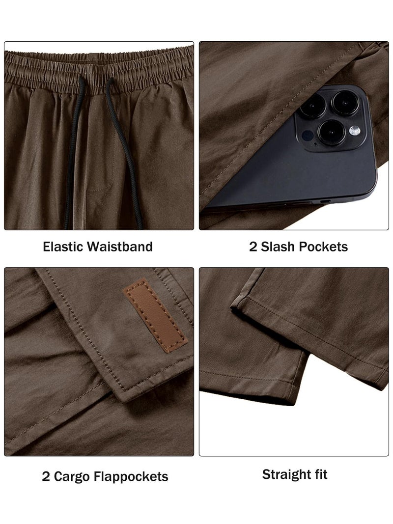 Comdecevis Men's Casual Cargo Pants Workout Joggers Stretch Sweatpants Hiking Drawstring Tactical Pants with Multi Pockets 34w - Image 4