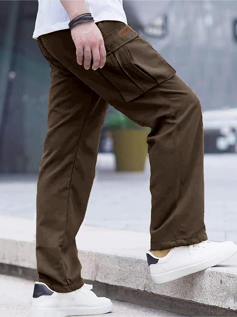 Comdecevis Men's Casual Cargo Pants Workout Joggers Stretch Sweatpants Hiking Drawstring Tactical Pants with Multi Pockets 34w - Image 3