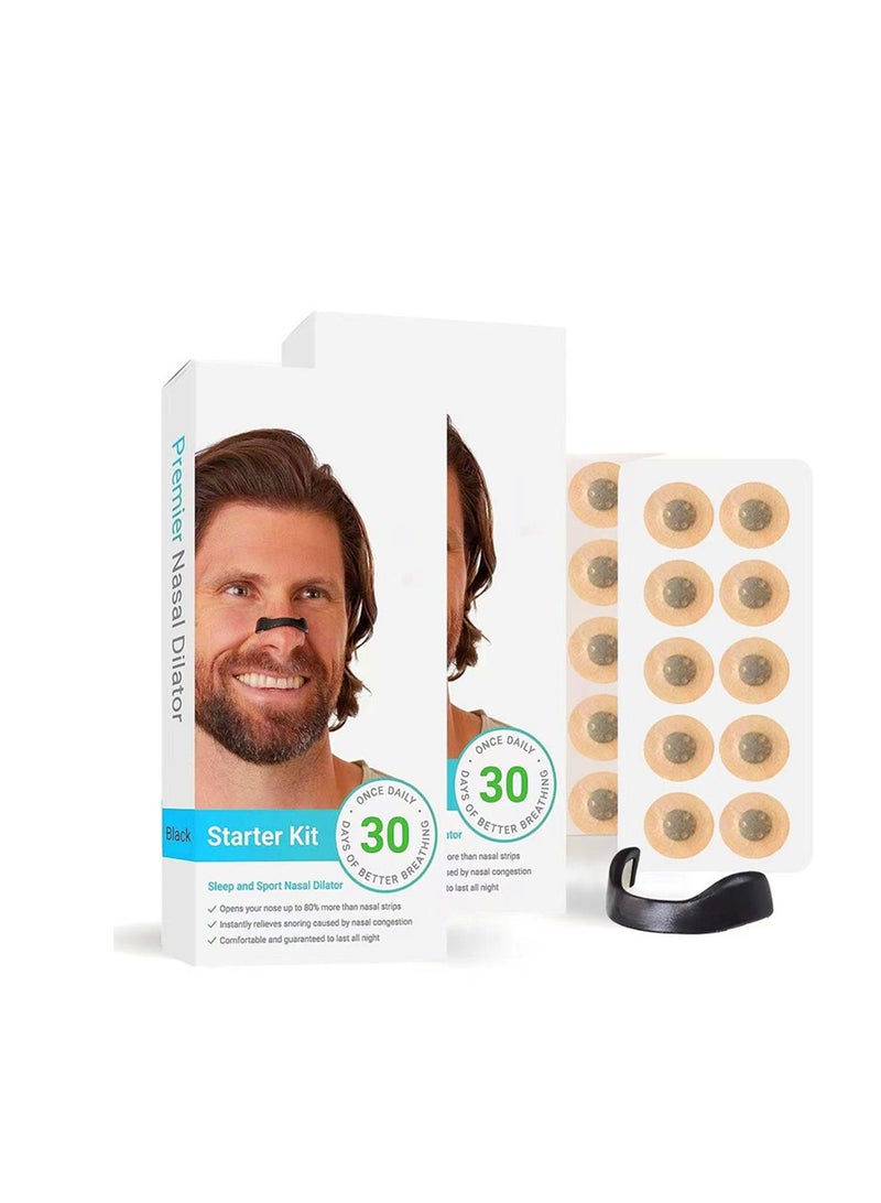 STARTER Snoring Solution for Comfortable and Quieter Sleep Effective to Relieve Snoring Anti Snoring Nose Patch Comfortable Anti Snoring Device Suitable for Hotels Homes Business Travel (black-30pcs)  - Image 1