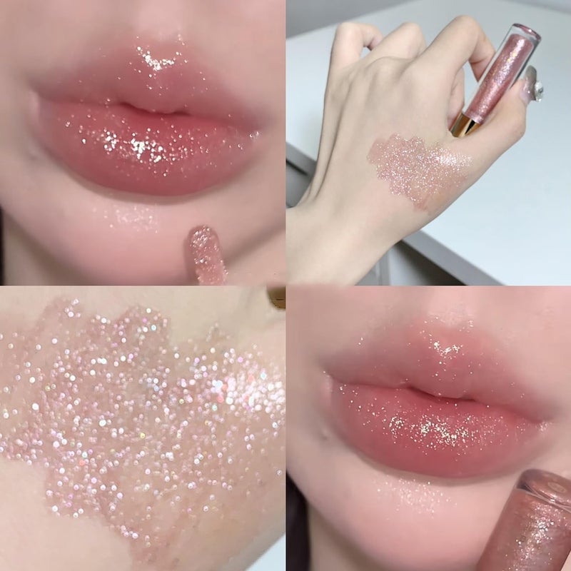 Petansy Shimmery Glitter Moisturizing Lip Gloss Nourishing Lipstick Set 5 Colors Lip Plumper Lip Gloss Hydrating Lip Glow Oil Shiny Glitter Sparkly Glossy Set - Image 4