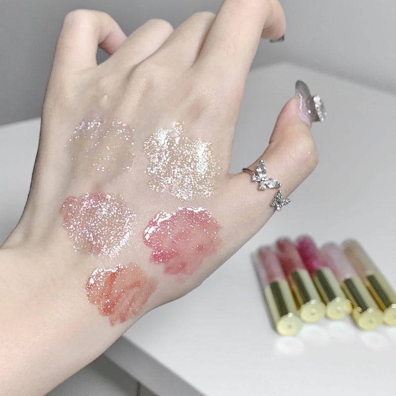 Petansy Shimmery Glitter Moisturizing Lip Gloss Nourishing Lipstick Set 5 Colors Lip Plumper Lip Gloss Hydrating Lip Glow Oil Shiny Glitter Sparkly Glossy Set - Image 3