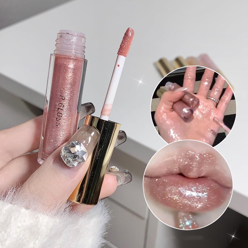 Petansy Shimmery Glitter Moisturizing Lip Gloss Nourishing Lipstick Set 5 Colors Lip Plumper Lip Gloss Hydrating Lip Glow Oil Shiny Glitter Sparkly Glossy Set - Image 2