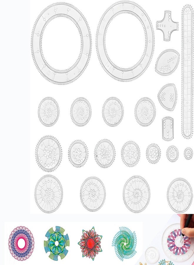 XFSAFDM 22PCS Spirograph Set for Kids, Magic Drawing Tool Kit, Creative Art Stationery for Children, Geometric Ruler for Learning and Fun, Perfect Gifts for 5-12 Year Olds - Image 1