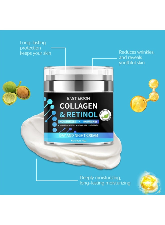 East Moon Mens Face Moisturizer Cream，Skin Brightening Essence Face Cream，Men's Moisturizing Anti-Aging Cream，Face Collagen Cream with Hyaluronic Acid Day and Night Nourishing and Moisturizing for Man (50g) - Image 5