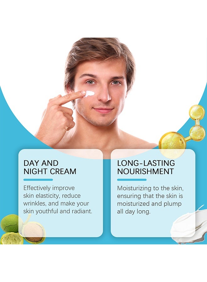 East Moon Mens Face Moisturizer Cream，Skin Brightening Essence Face Cream，Men's Moisturizing Anti-Aging Cream，Face Collagen Cream with Hyaluronic Acid Day and Night Nourishing and Moisturizing for Man (50g) - Image 3