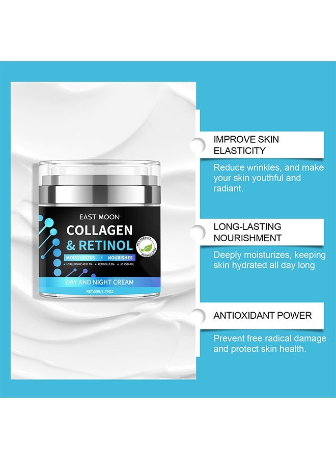 East Moon Mens Face Moisturizer Cream，Skin Brightening Essence Face Cream，Men's Moisturizing Anti-Aging Cream，Face Collagen Cream with Hyaluronic Acid Day and Night Nourishing and Moisturizing for Man (50g) - Image 4