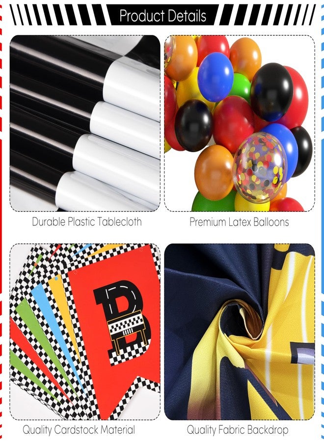 Fayoo 105Pcs Race Car Birthday Party Decorations, Race Car Balloon Garland Kit and Checkered Flag Party Supplies, Cupcake Toppers Party Decorations Set for Boys Girls Car Party Theme Decoration - Image 3