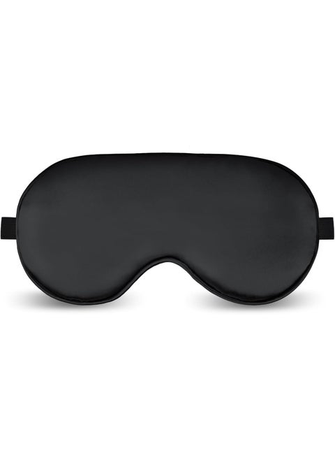 Sleep Mask Eye Mask Silk Sleeping Blindfold for Snoring Night Daytime Rest, Adjustable Shade Cover Women Men, Block Out Light Blackout Elastic Soft Smooth Comfort Washable for Travel Yoga Nap (Black)