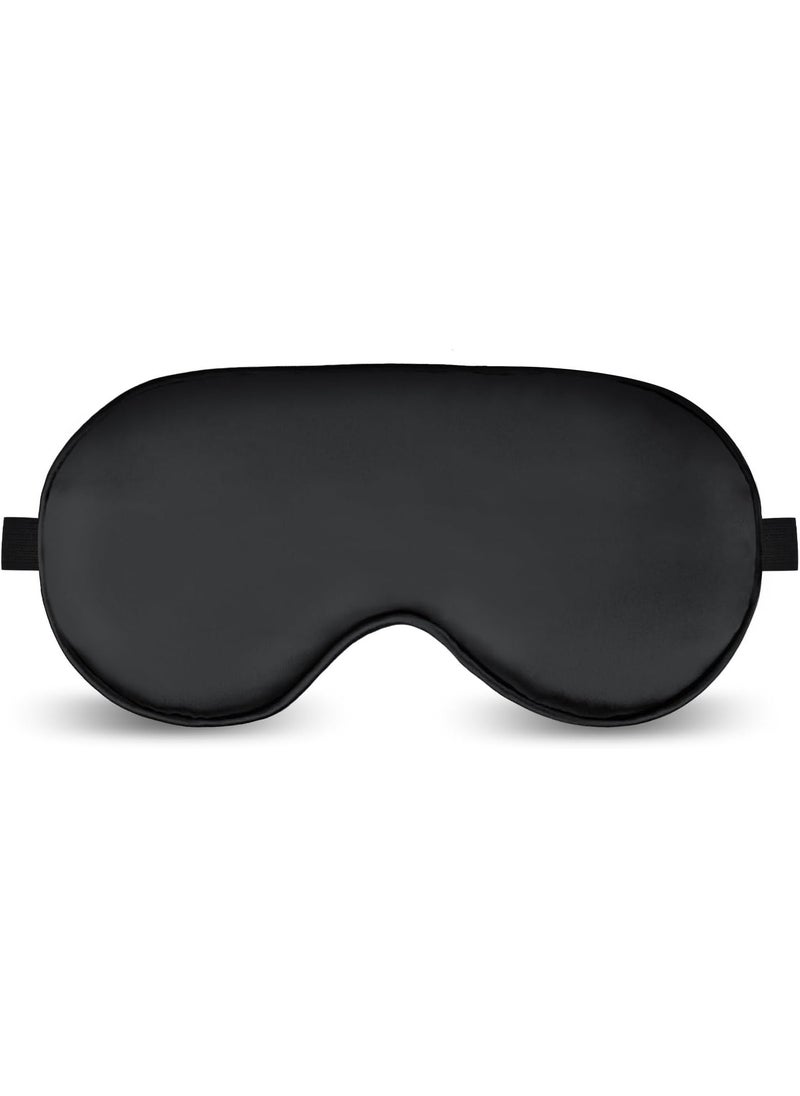 bodbop XINGZHE - Sleep Mask Eye Mask Silk Sleeping Blindfold for Snoring Night Daytime Rest, Adjustable Shade Cover Women Men, Block Out Light Blackout Elastic Soft Smooth Comfort Washable for Travel Yoga Nap (Black) - Image 1