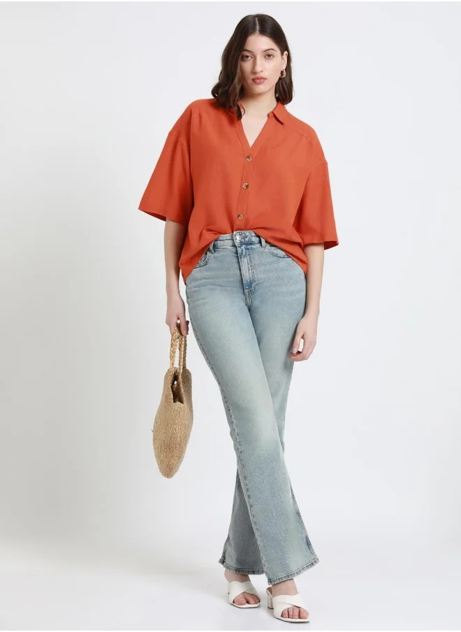 دينيس لينغو Rust Shirt for Women - Regular Fit, Trendy