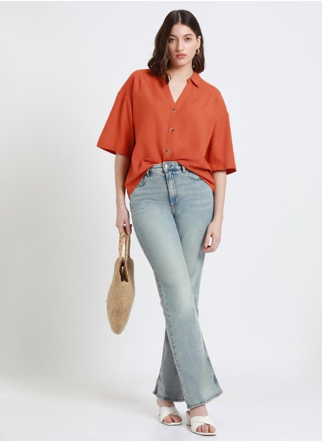 Dennis Lingo - Rust Shirt for Women - Regular Fit, Trendy - Image 1