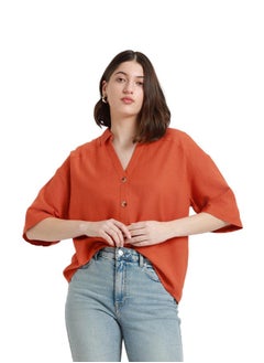 Dennis Lingo Rust Shirt for Women - Regular Fit, Trendy  - Image 2