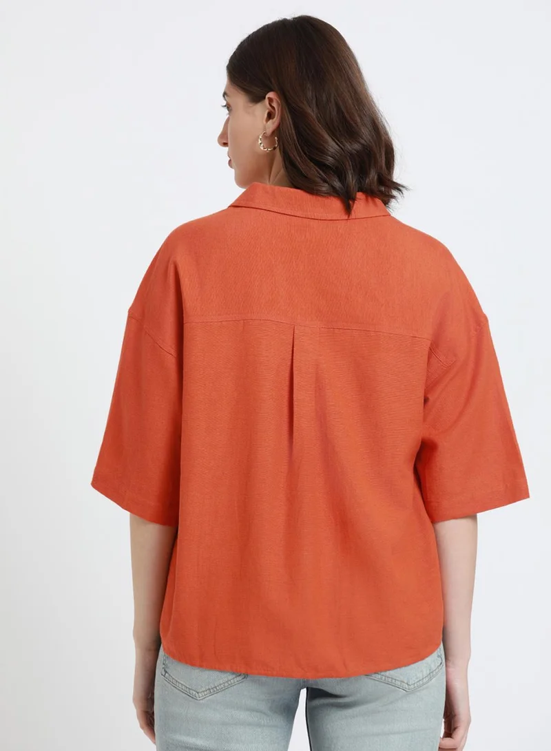 Dennis Lingo Rust Shirt for Women - Regular Fit, Trendy