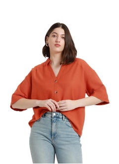 Dennis Lingo Rust Shirt for Women - Regular Fit, Trendy  - Image 4