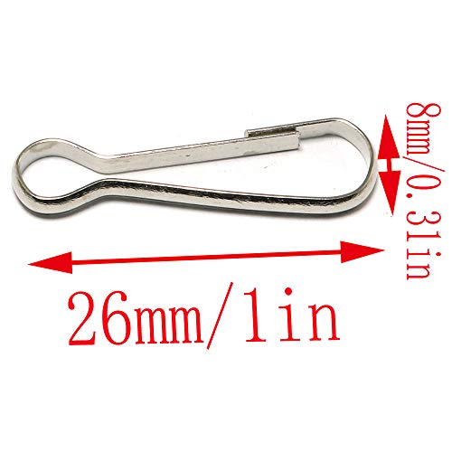 LQ Industrial Metal Spring Hook 100PCS 26mm/1Inch Metal Purse Zipper Pull Snap Clips Lanyard Hooks - Image 2