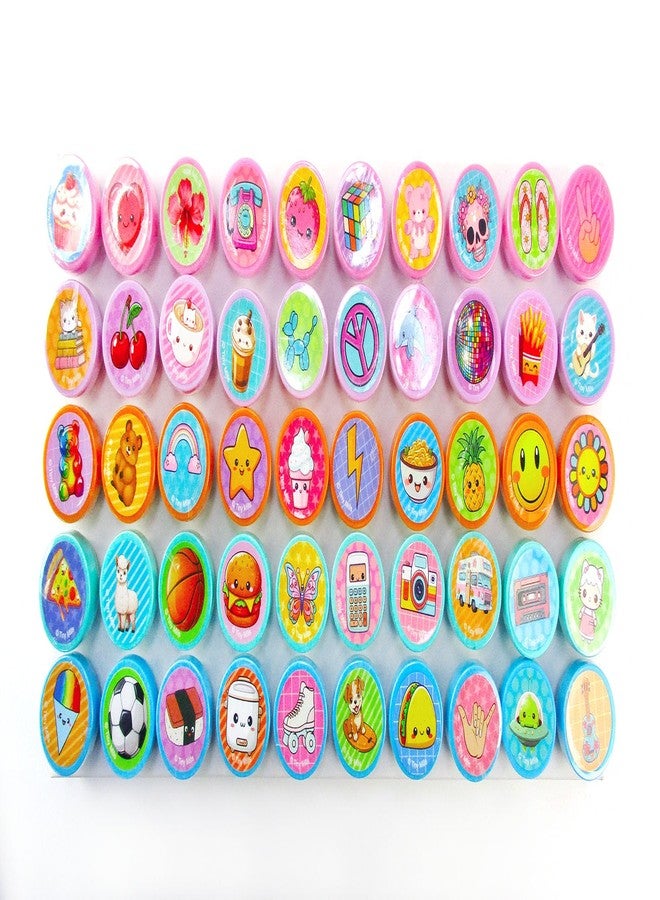 TINYMILLS 50 Pcs Assorted Kawaii Cute Stamps for Kids - Trendy Self-Ink Stamps for Birthday Party, Carnival, School & Classroom Rewards Teacher Treasure Box - Image 3