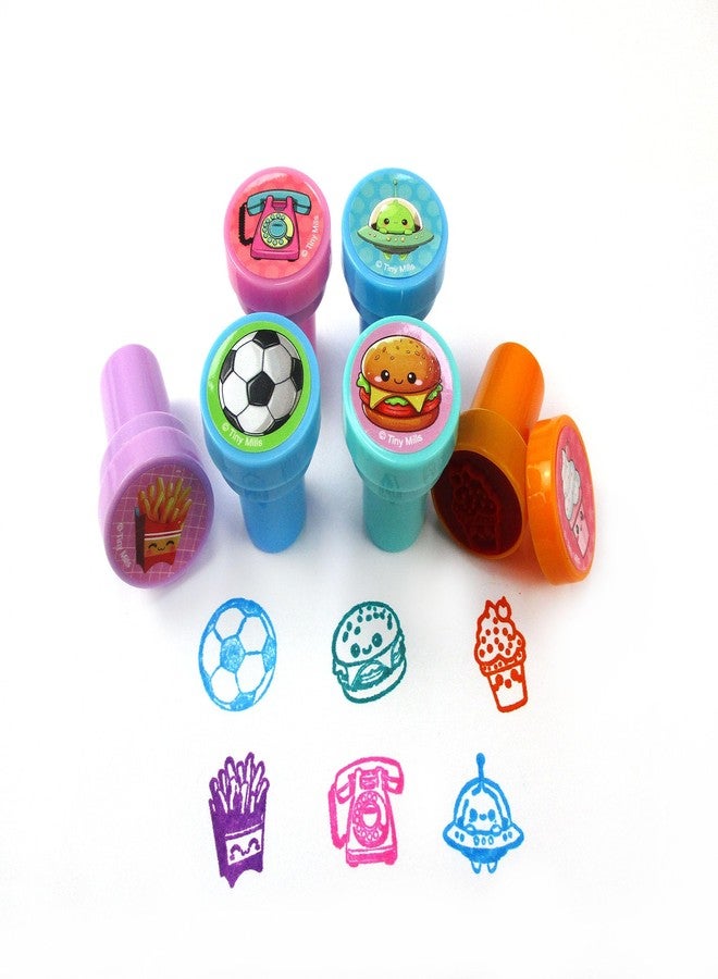 TINYMILLS 50 Pcs Assorted Kawaii Cute Stamps for Kids - Trendy Self-Ink Stamps for Birthday Party, Carnival, School & Classroom Rewards Teacher Treasure Box - Image 5
