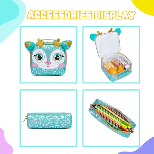 Meetbelify Girls Rolling Backpack with Wheels for Elementary Preschool Students Kids 3 in 1 Travel Luggage Carry on Suitcase with Lunch Box Pencil Case for Girls Age 8-10 - Image 5
