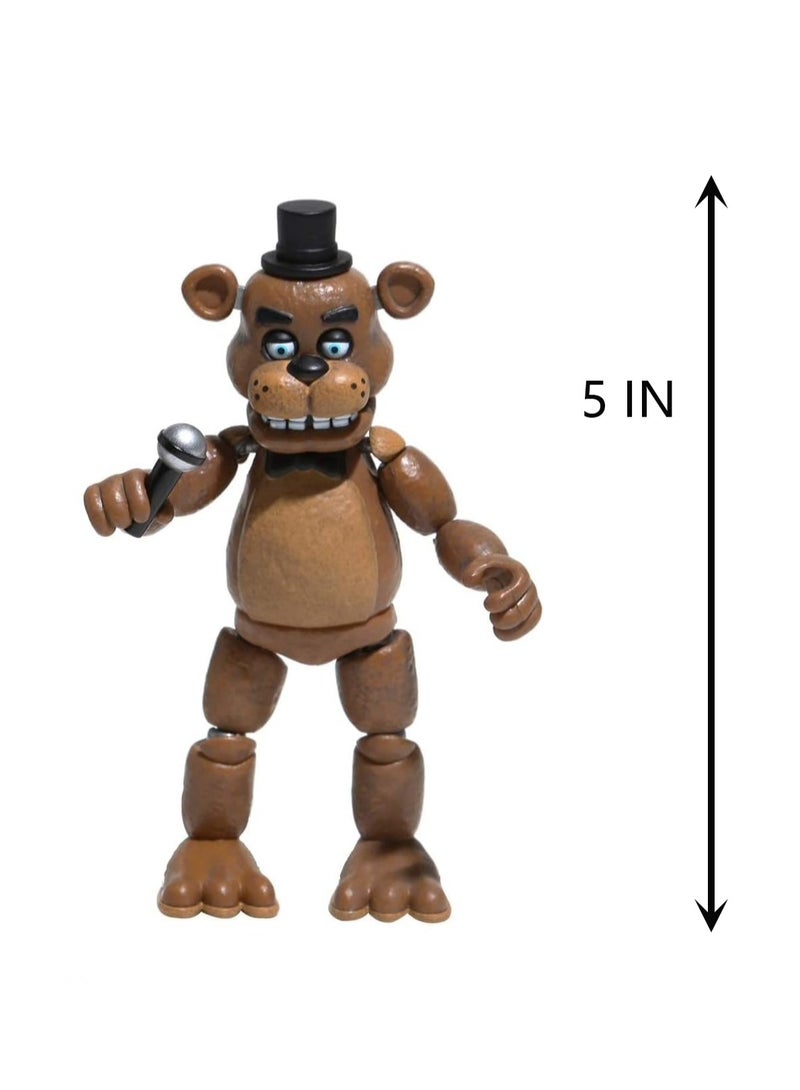 Nights Freddy Action Figure Articulated FNAF Figure Joints Moveable Action Figure Gift, Desktop Decorations - Freddy Brown  - Image 2