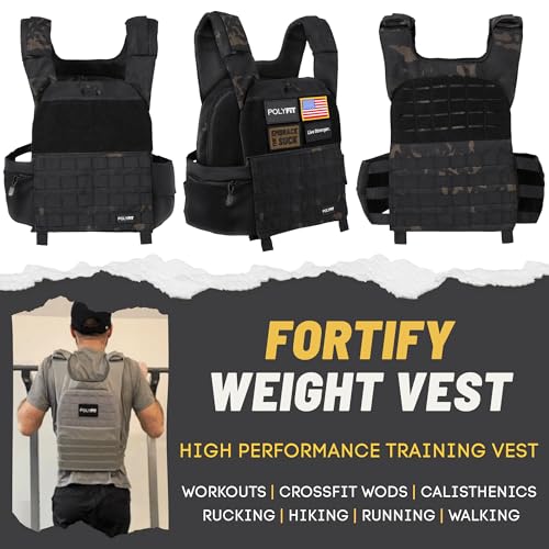 Polyfit (Fortify) Weighted Vest for Strength and Endurance Training, Fitness Workouts, Running, WODs - Black Camo - Image 2