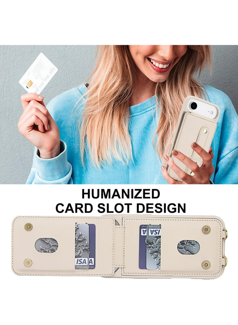 إكس ليفيل حالة محفظة لشركة آبل آيفون الهواء ، RFID حظر PU الجلد الحبل مع فتحات البطاقة حزام المعصم غطاء الركيد للنساء حالة لشركة آيفون الهواء. الأبيض القابل للإزالة - Image 4