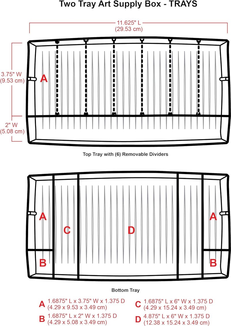 ArtBin 6892AG 2-Tray Art Supply Box - Portable Organizer with Lift-Up Trays, Gray/Black - Image 5