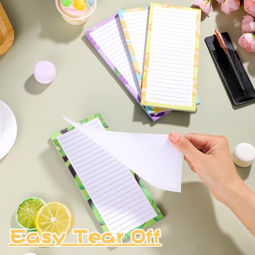 Thboxes 4 Pack Magnetic Note Pad for Fridge with Pen Holder, Totally 200 Sheets Grocery List Magnet Pad for Refrigerator Magnetic Shopping List Pad（Fruit Design） - Image 3