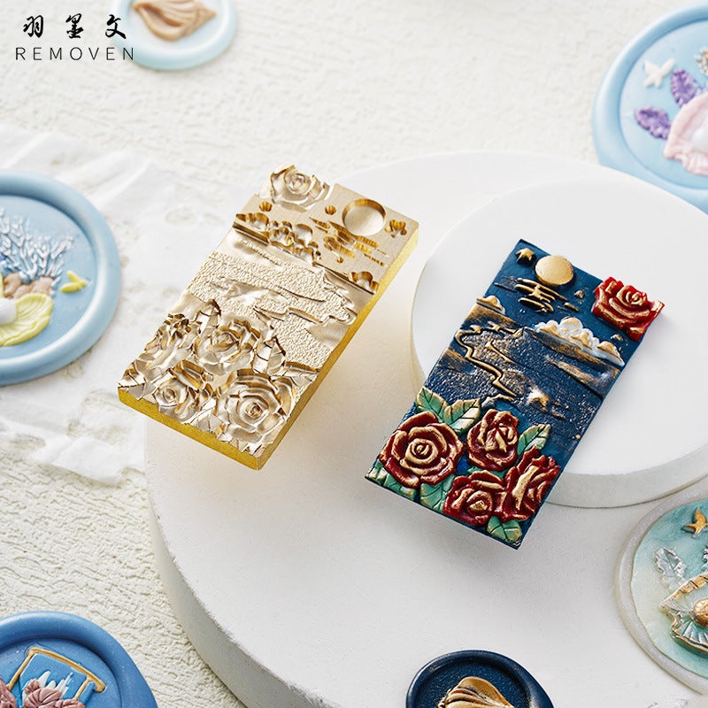 Feather Ink Original Fire Paint Seal Head Christmas Relief Ocean Series Water Things Sealing Wax Decorative Seal Gift - Image 4