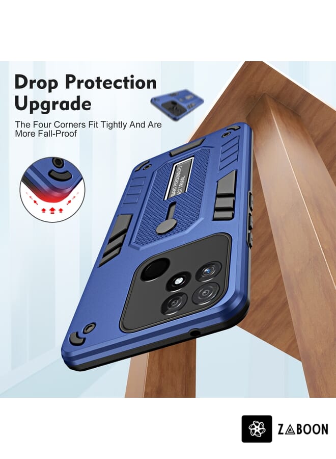 Zaboon Protective Case Cover For Realme Narzo 50A Variety Brave Armor Finger Loop Holder - Image 3