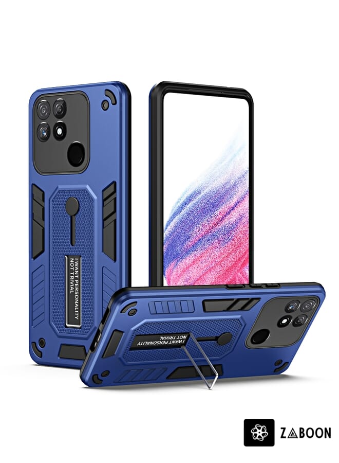 Zaboon Protective Case Cover For Realme Narzo 50A Variety Brave Armor Finger Loop Holder - Image 1