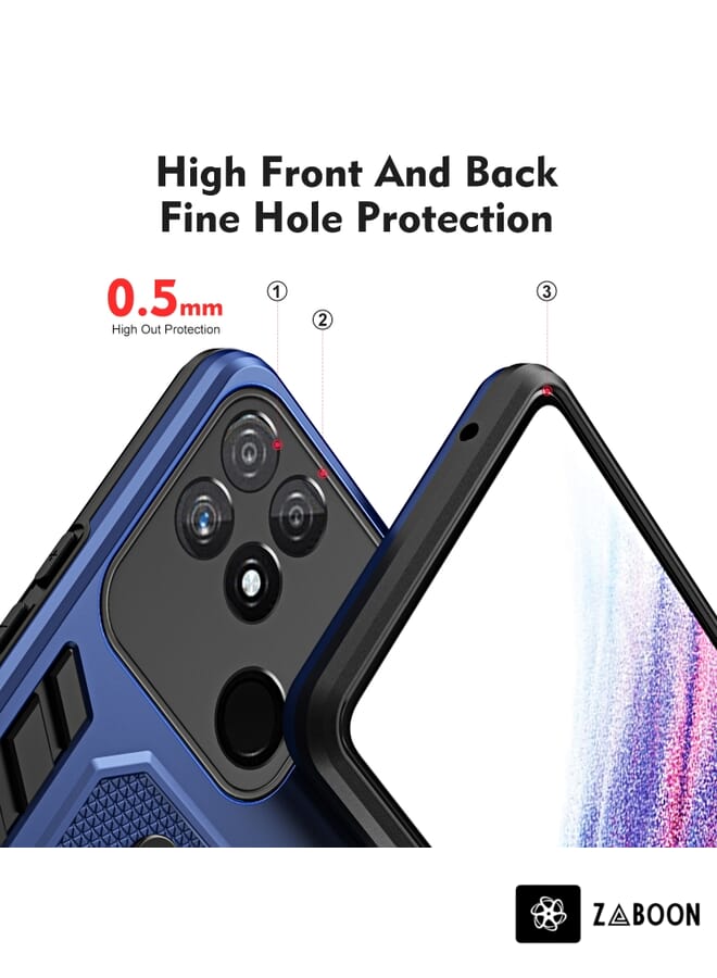 Zaboon Protective Case Cover For Realme Narzo 50A Variety Brave Armor Finger Loop Holder - Image 4