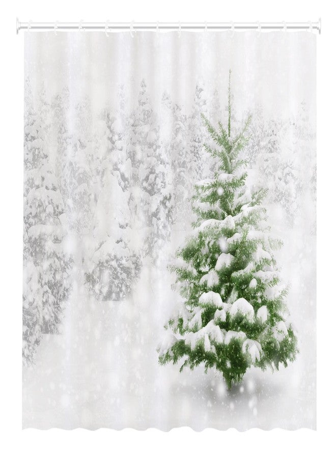 Funnytree 72" x 72" Snowflake Christmas Shower Curtain Set Natural Winter Forest Snowfall Bathroom Curtain Waterproof Bathtub Sets Home Decor with 12 Hooks - Image 1