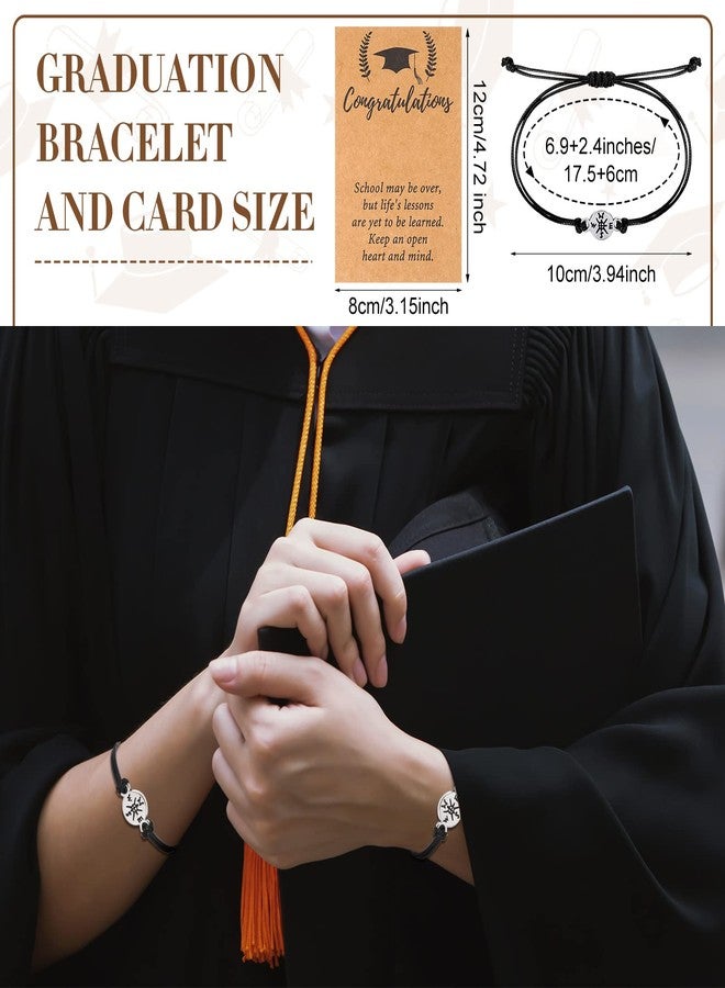 Yinkin 16 Set Graduation Gifts Bulk Includes 8 Pcs Compass Bracelets and 8 Pcs Graduation Keychain Class of 2025 Graduation Souvenir Gifts for Congrats Grad 2025 Graduate College High School Students - Image 3
