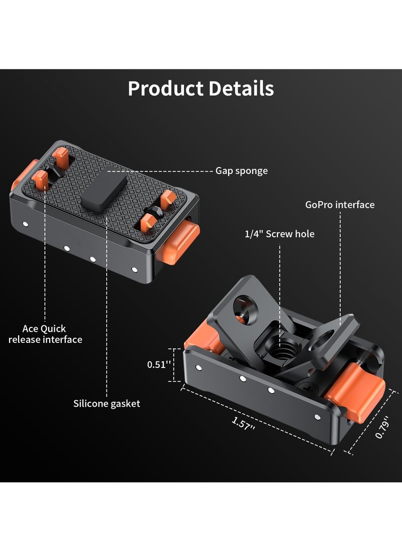 SYOSI Magnetic Quick Release Mount, Snap-On Magnetic 2 Prong Mount and 1/4 Thread Mount for Insta360 Ace Pro / Insta360 Ace, 1/4 Screw Hole for Tripod Foldable  - Image 2