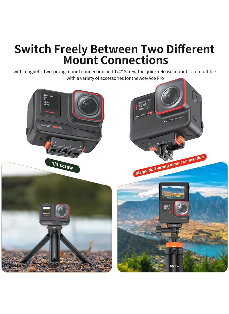 SYOSI Magnetic Quick Release Mount, Snap-On Magnetic 2 Prong Mount and 1/4 Thread Mount for Insta360 Ace Pro / Insta360 Ace, 1/4 Screw Hole for Tripod Foldable  - Image 4