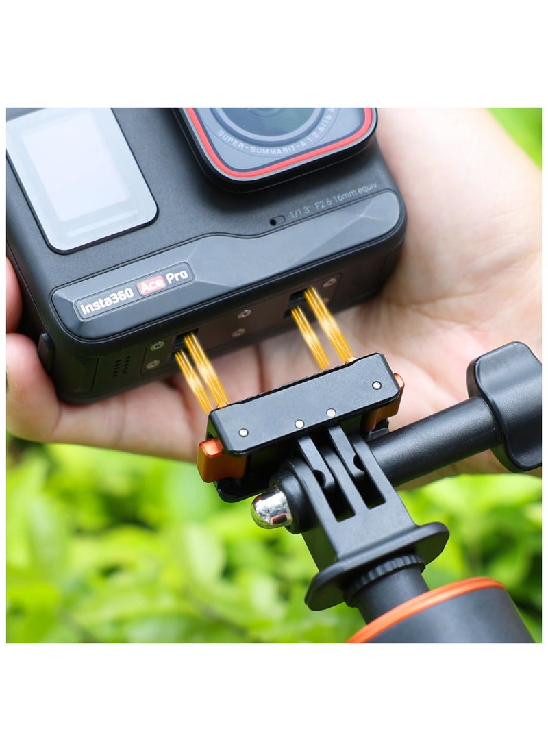 SYOSI Magnetic Quick Release Mount, Snap-On Magnetic 2 Prong Mount and 1/4 Thread Mount for Insta360 Ace Pro / Insta360 Ace, 1/4 Screw Hole for Tripod Foldable  - Image 3