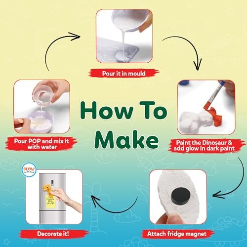 Little Berry مجموعة صب وطلاء DIY للأطفال: مجموعة حرفة الديناصورات | اصنع 6 مغناطيسات ثلاجة تتوهج في الظلام | مجموعة فنون وحرف للبنات والأولاد من 3-10 سنوات | مجموعة DIY للأطفال | ألعاب هدايا - Image 3
