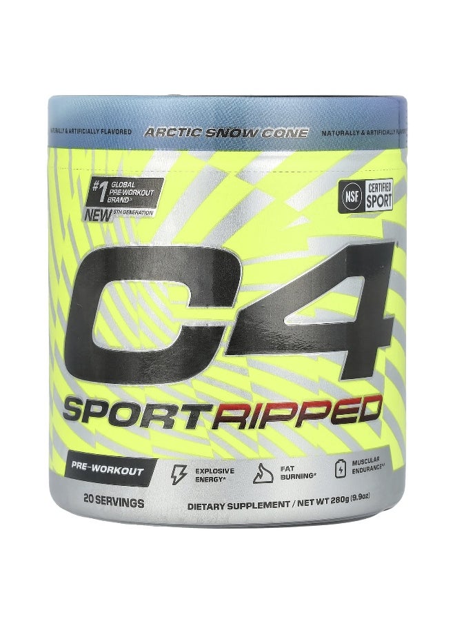 C4  Cellucor C4 / Cellucor, C4 Sport Ripped, Pre-Workout, Artic Snow Cone, 9.9 oz (280 g)  - Image 1