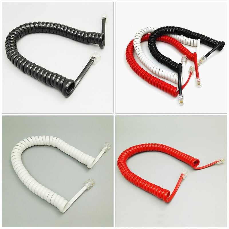 12pcs Coiled Telephone Receiver Cable 2m Curly Phone Cord Anti-Tangle Line Cable for Landline Phones with Black White Red Receiver Extension Cord Set - Image 3