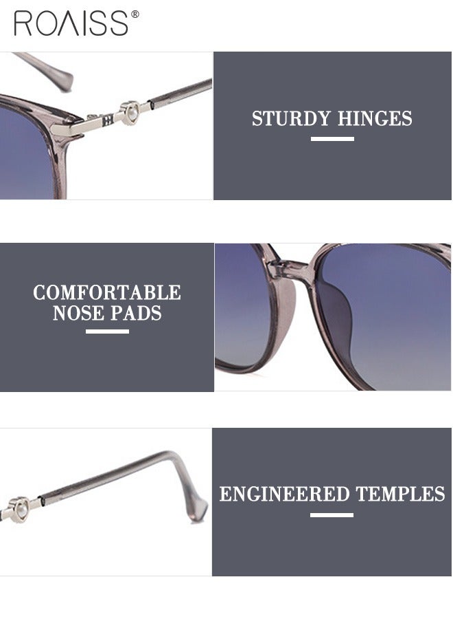 roaiss Women's Polarized Large Frame Sunglasses, UV400 Protection Round Sunglasses with Heart Pattern, Pearl Decorated Temples, Stylish Anti-glare Eyewear for Street Photography - Image 4