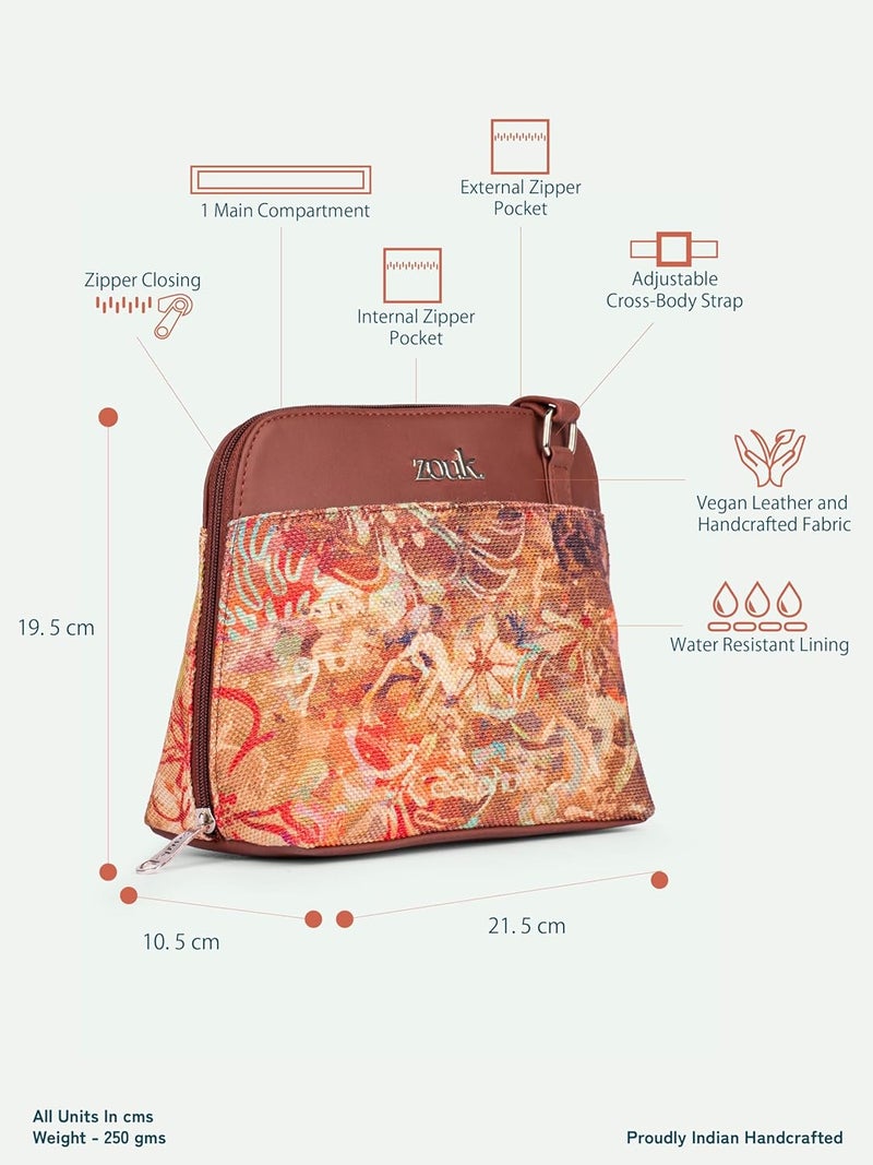 ZOUK حقيبة كتف خارج المكتب مصنوعة من جلد نباتي مطبوع مع حزام قابل للتعديل للنساء والفتيات - Image 4