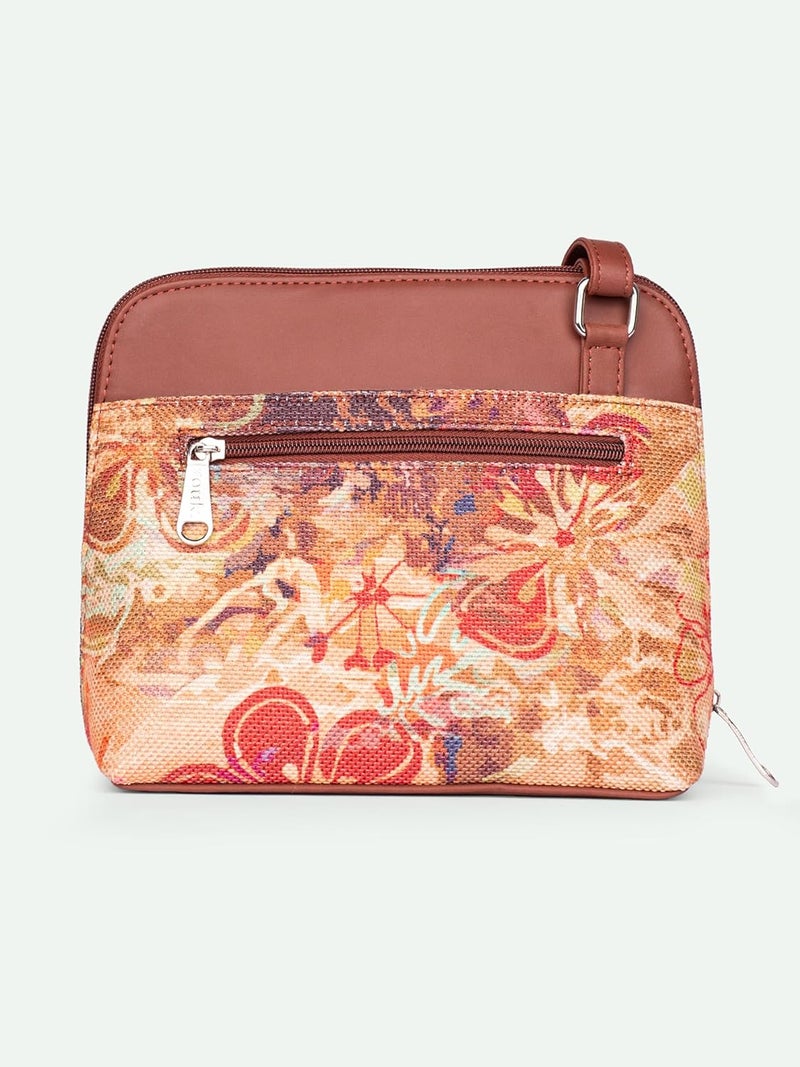 ZOUK حقيبة كتف خارج المكتب مصنوعة من جلد نباتي مطبوع مع حزام قابل للتعديل للنساء والفتيات - Image 5