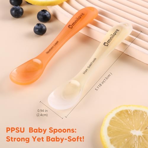 Omnilove Silicone Baby Spoons 2-Pack with Case, New Born Self Feeding Toddler Spoon, Baby Led Weaning Supplies, Toddler Utensils with Safety Chain, Baby Eating Essentials, Dishwasher Safe - Image 3
