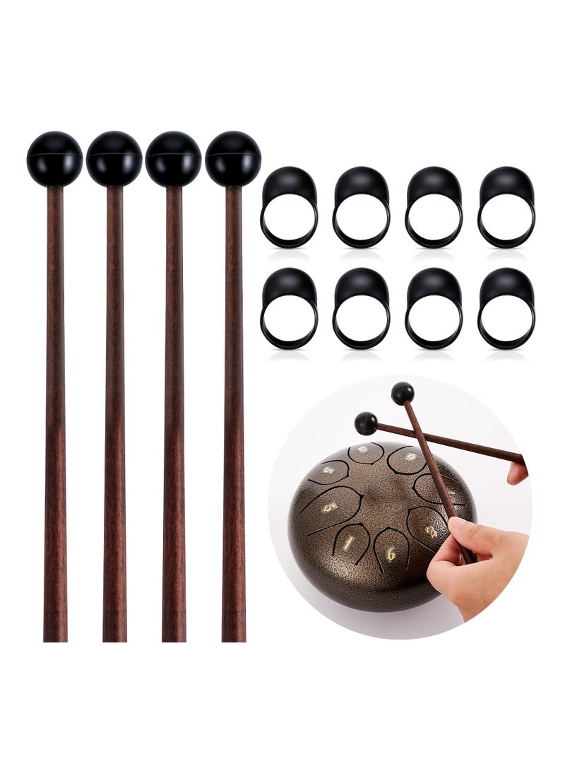 4 Steel Tongue Drum Mallets with Silicone Finger Picks for Gong and Woodblock Drums Compact Sticks for Perfect Sound - Image 1
