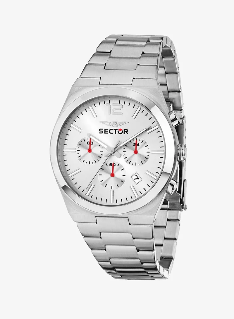 Sector C300 Men's Chronograph Analog Watch - Silver Dial, 42mm Metal Case, Metallic Stainless Steel Bracelet, Quartz, 50M Water Resistant - R3273301004